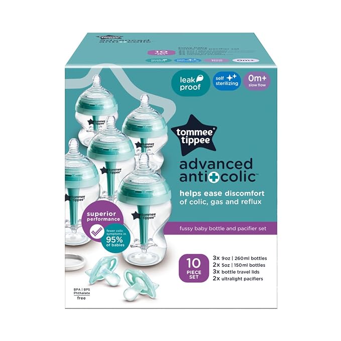 Tommee Tippee Advanced Anti-Colic 10 Piece Bottle and Pacifier Set, 5 and 9 oz - Image 9