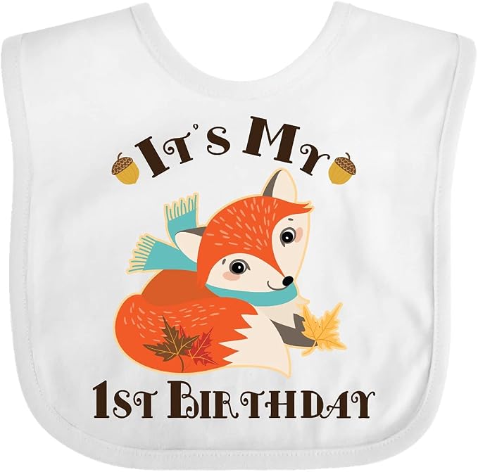 inktastic 1st Birthday Woodland Fox Baby Bib by Inktastic