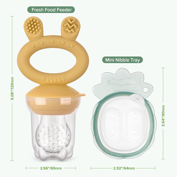 Haakaa Baby Fruit Food Feeder & Mini Freezer Nibble Tray Combo, Breastmilk - Image 7
