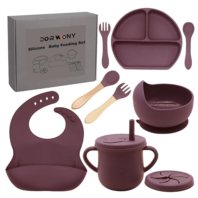 100% Silicone Baby Feeding Set, BPA Free Dishes by Dormlony