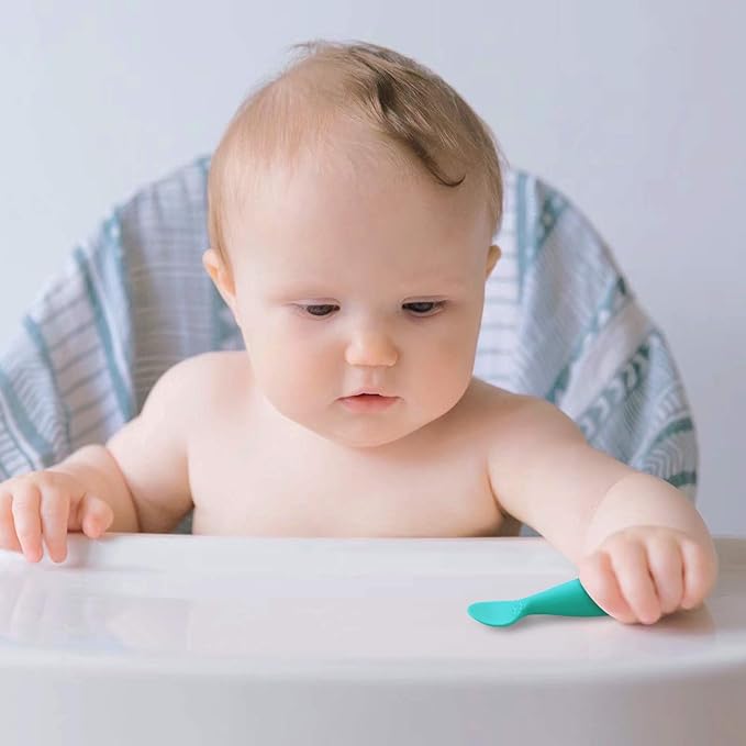 PandaEar Baby Infant Spoons BPA Free, Soft Silicone, Self Feeding Fat Handle - Image 6