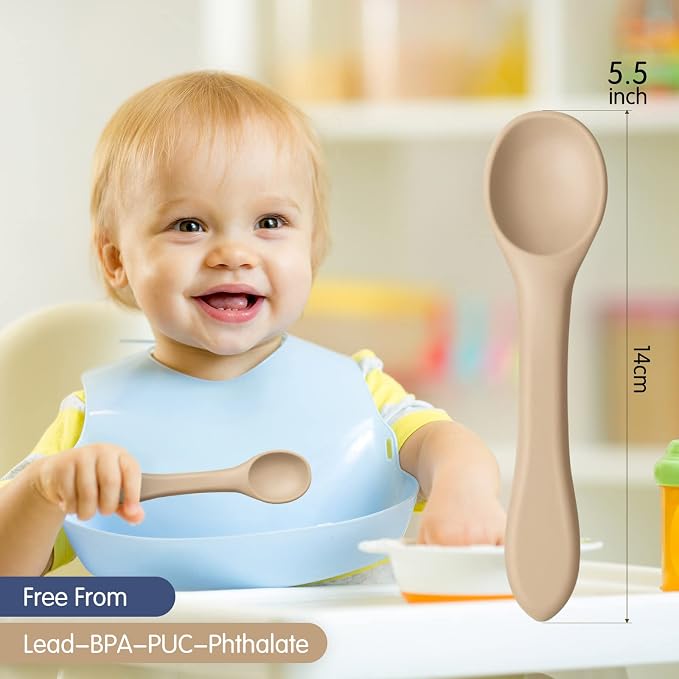 Aedida 5-Piece Silicone Baby Feeding Spoons, Infant Spoon Set Bendable Spoons - Image 4