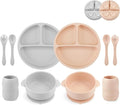 PandaEar Silicone Baby Feeding Set| 2 Divided Suction Plate + 2 Suction Bowl + by PandaEar