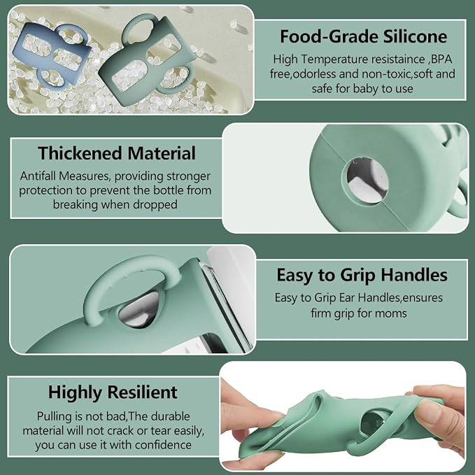 2 Pack Silicone Sleeves for Avent Natural Glass Bottles, Anti Breakage Baby - Image 3