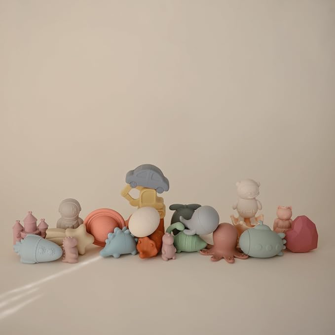 mushie Dino Bath Toys Play Set for Toddlers | 100% Food Grade Silicone | Mold - Image 3