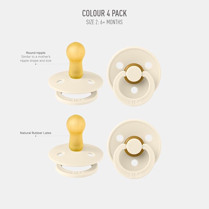 BIBS Pacifiers - Colour 4-Pack | BPA Free Baby Pacifier | Round Nipple Binkies - Image 2