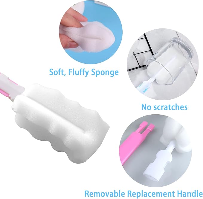 Bottle Brush Sponge Replacement Heads 12 Pack Durable Cleaning Brush Head - Image 2
