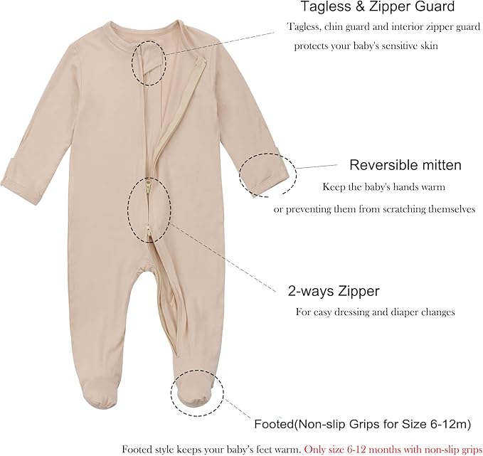 Aablexema Baby Footie Pajamas Zipper - Image 3