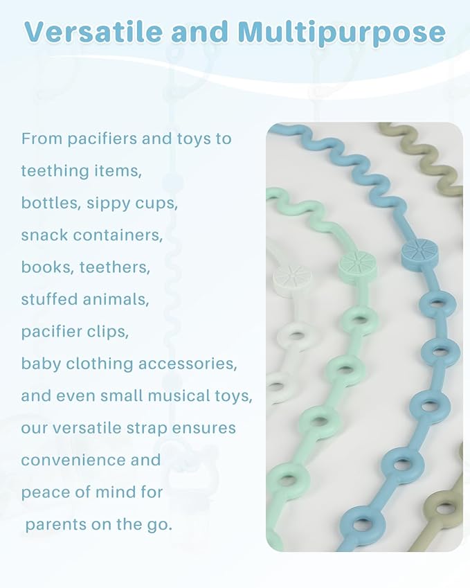 Toy Straps for Baby, Adjustable Toy Holder for Stroller Accessories, Silicone - Image 5