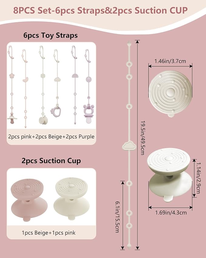 6 Pack Silicone Baby Toy Straps - Image 2