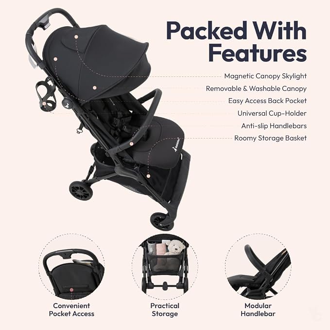BabbleRoo Hoplite Compact Stroller – Lightweight Travel Stroller - Image 4