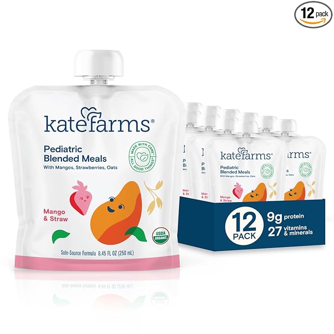 KATE FARMS Organic Pediatric Blended Meal, Mango and Strawberry, 8g protein by KateFarms