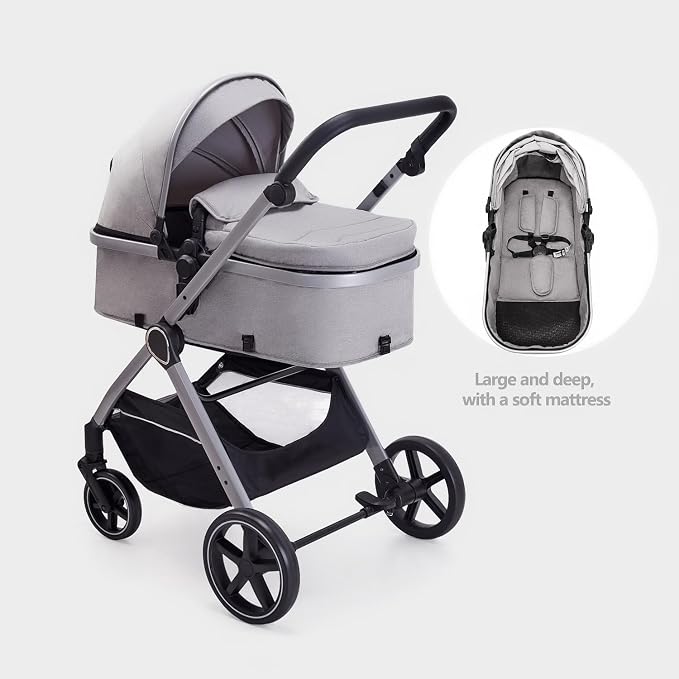 2 in 1 Baby Stroller, Newborn Infant Toddler Convertible Pram Stroller - Image 8
