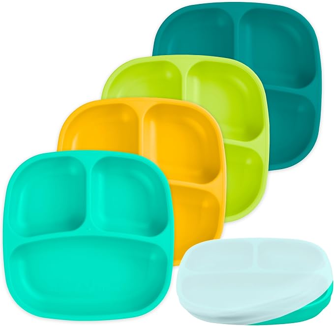 Re-Play Toddler Plates with Dividers & Silicone Lid by Re-Play