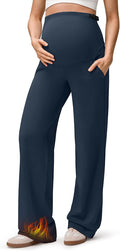 G4Free EverGoing Fleece Lined Maternity Wide Leg Pants Over The Belly Pregnancy by G4Free