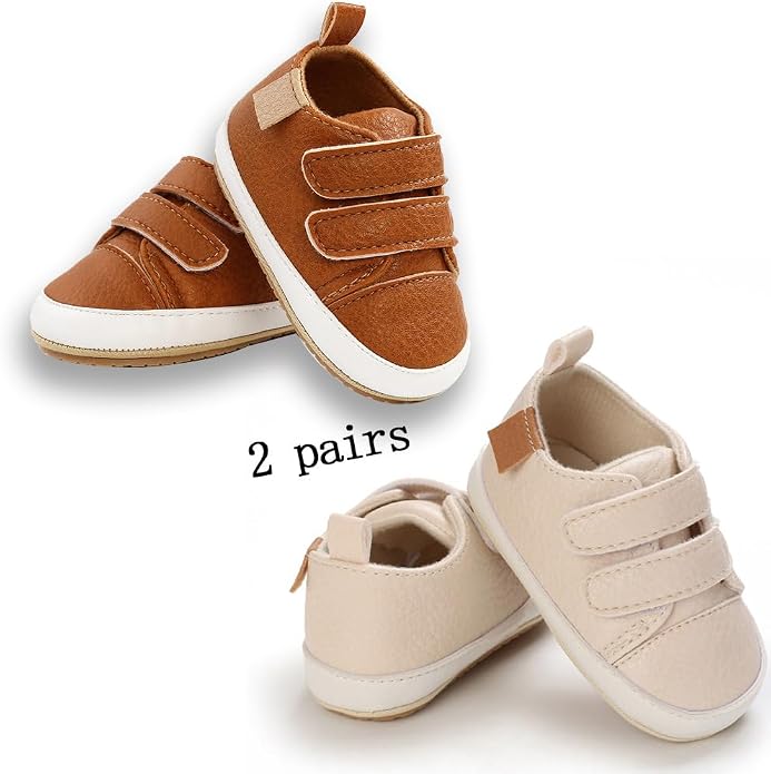 2Pairs Baby Shoes, Boys Girls Non-Slip Rubber Sole Sneakers, Unisex Infant Soft - Image 5