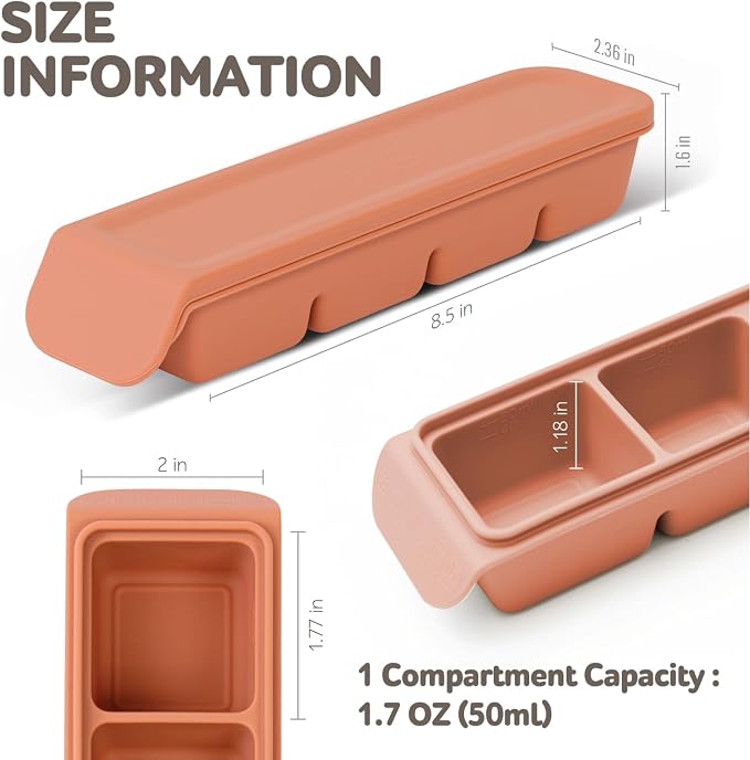 Silicone Freezer Trays with Lid, 1.7oz 4 Section - Image 6