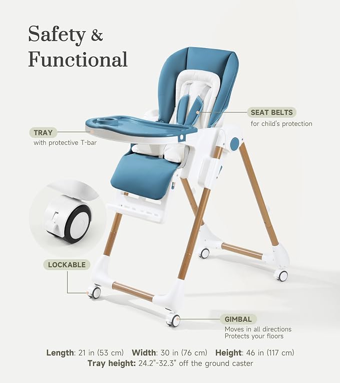 Mallify Foldable High Chairs for Babies and Toddlers, 3-in-1 Convertible Baby - Image 8