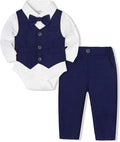 Baby Boy Clothes Suits Infant Gentleman Wedding Outfit Formal Dress Shirt Vest by Juivesia