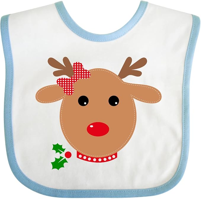 inktastic Girl Reindeer Baby Bib by Inktastic