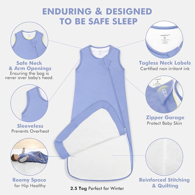 HAPIU Rayon Made from Bamboo Winter Baby Sleep Sack 2.5 TOG, 2-Way Zipper YKK - Image 4