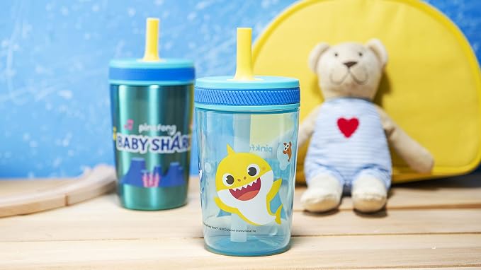 Zak Designs Baby Shark Kelso Tumbler Set, Leak-Proof Screw-On Lid - Image 12