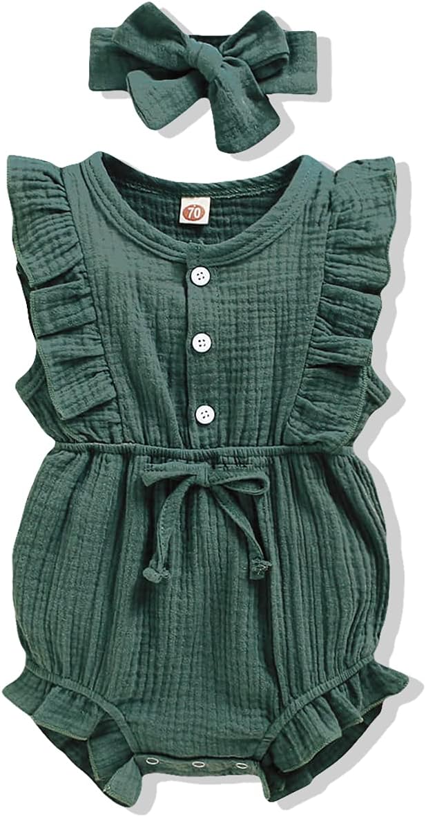 Renotemy Newborn Infant Baby Girl Clothes Rompers Summer Jumpsuits Short Sleeve by Renotemy