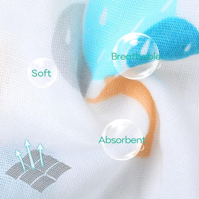 Yoofoss Muslin Burp Cloths for Baby 10 Pack 100% Organic Cotton Baby Washcloths - Image 4