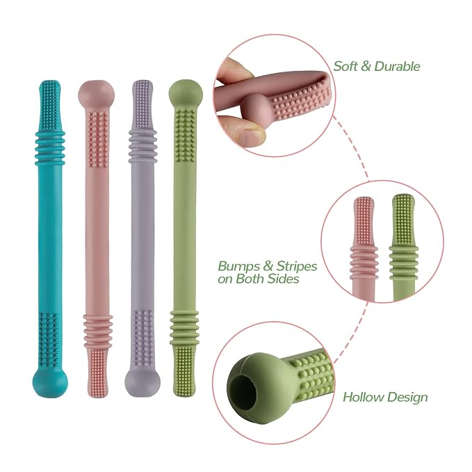 Fu Store Hollow Teether Tube Chew Straw Sensory Toy - Image 4