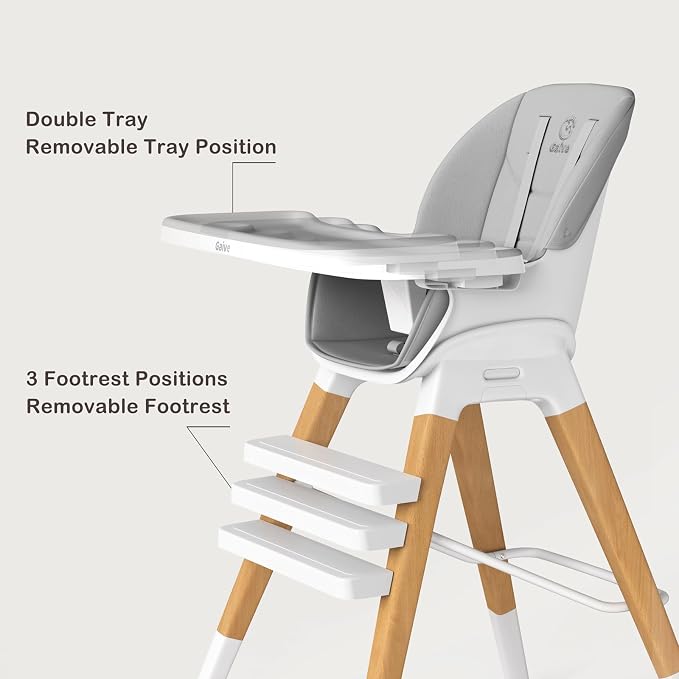 8 in 1 Convertible Wooden High Chair, Adjustable Baby High Chair - Image 3