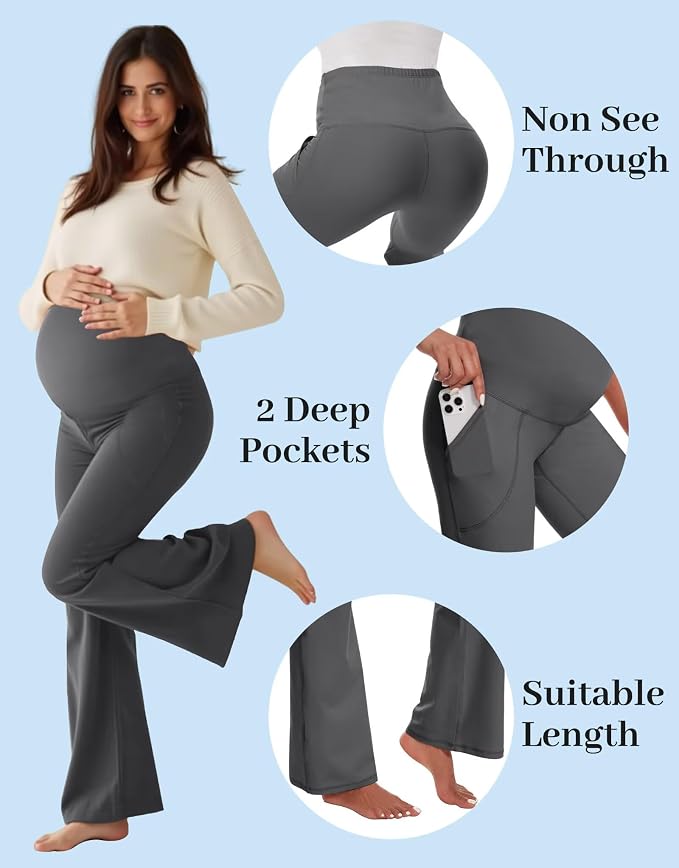 Fotociti Maternity Flare Leggings - Image 3