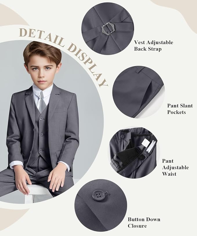 Visaccy Boys Suits Slim Fit Dress Clothes Ring Bearer Outfit - Image 2