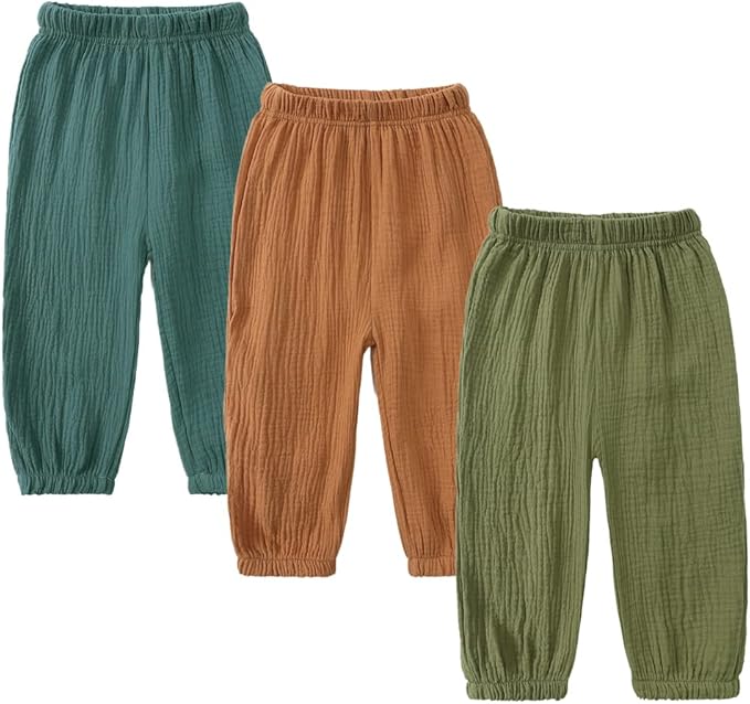 MYGBCPJS Baby Boys Girls Cotton Linen Trousers Kids Casual Ankle Pants Loose by MYGBCPJS