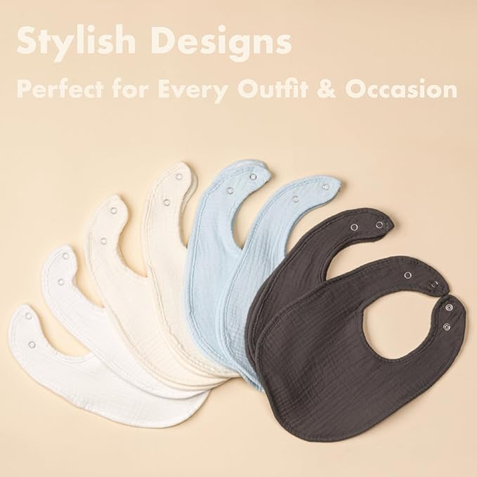 8-Pack Cotton Baby Drool Bibs - Image 6