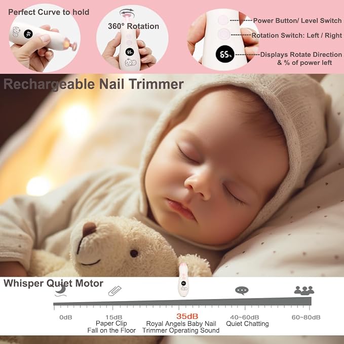 Rechargeable 22 in 1 Baby Nail Trimmer, Usage Labeled Case, 13 Extra - Image 4