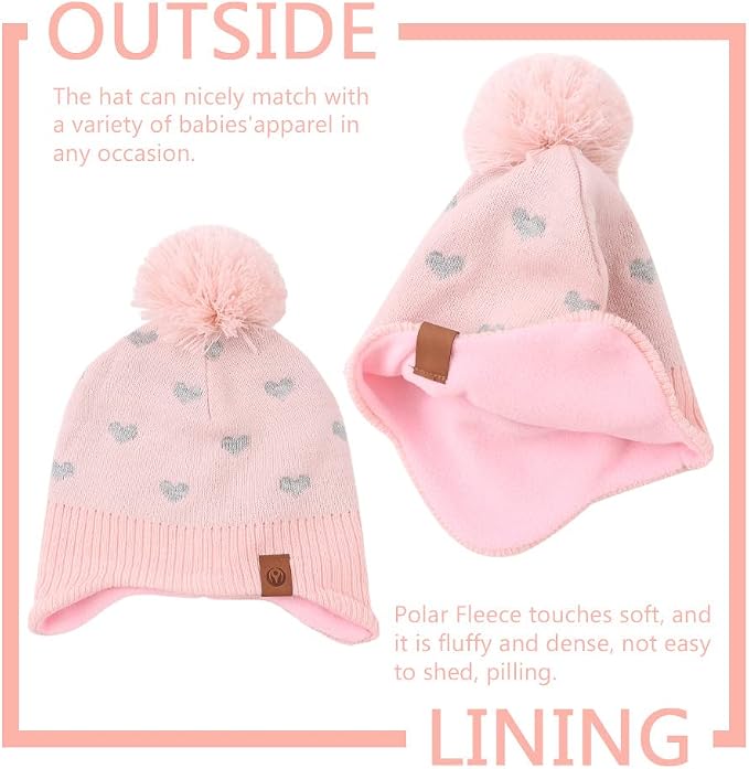 JANGANNSA Knitted Baby Hat Scarf Set Winter Warm Boys Girls Beanie Fleece - Image 2