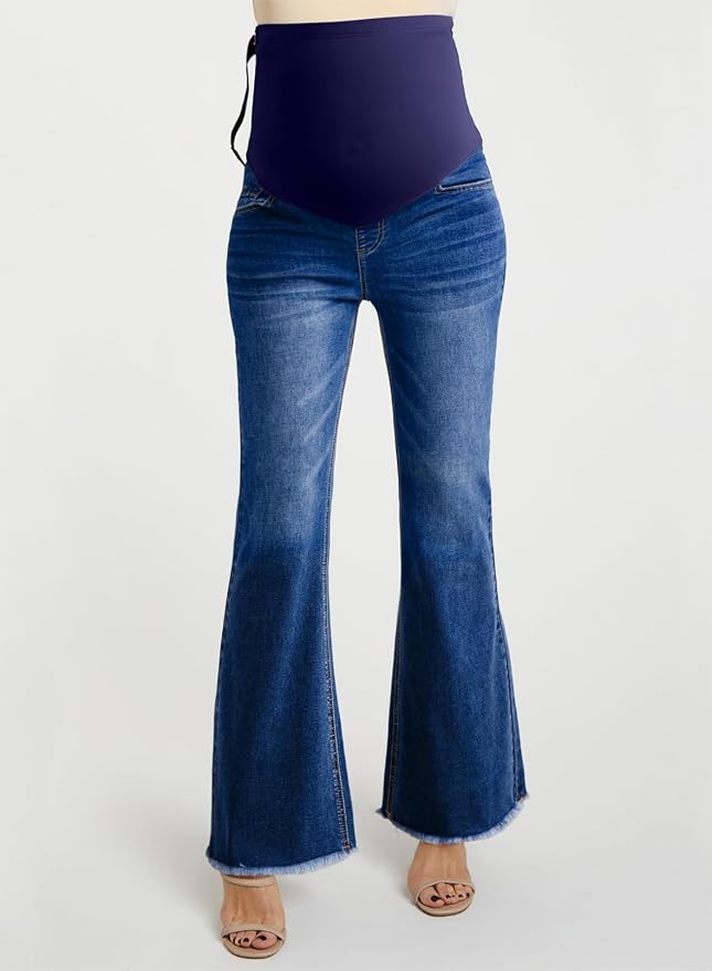 BLENCOT Maternity Jeans for Women Over Belly Pregnancy Pants Comfy Pregnant - Image 2