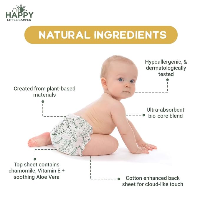 Happy Little Camper Ultra-Absorbent Natural Baby Diapers Size 3 - Image 5