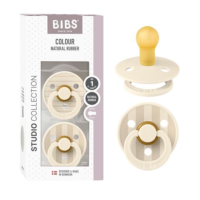 BIBS Pacifiers - Studio 2 Pack | Round Nipple Baby Pacifier | BPA Free Natural by BIBS