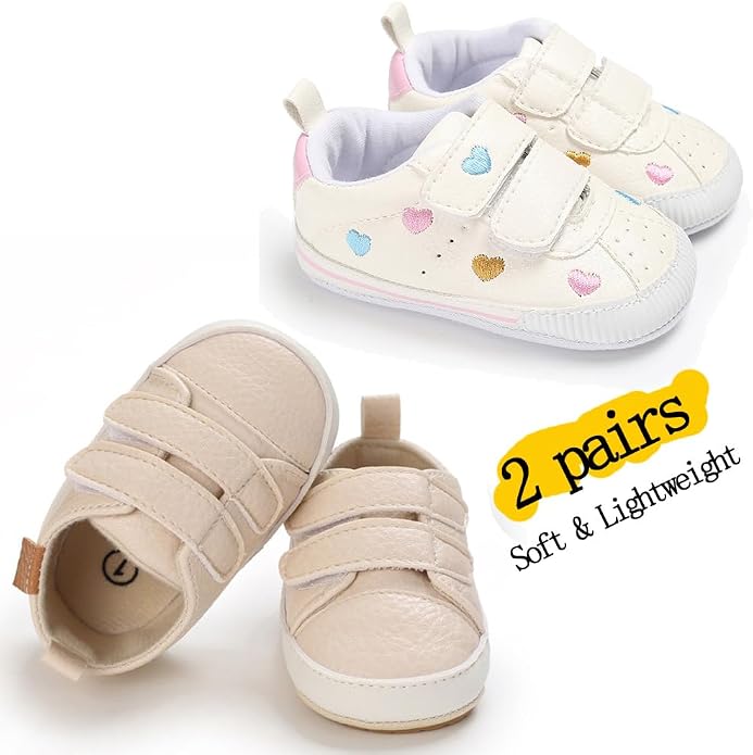 2Pairs Baby Shoes, Boys Girls Non-Slip Rubber Sole Sneakers, Unisex Infant Soft - Image 4