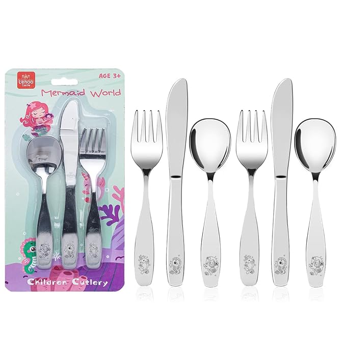 Lehoo Castle Toddler Silverware Stainless Steel, Kids Forks and Spoons by LehooCastle