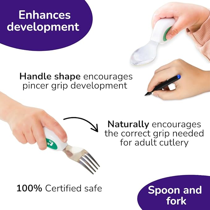 doddl Toddler Utensils, Ergonomic Fork and Spoon Set - Image 3
