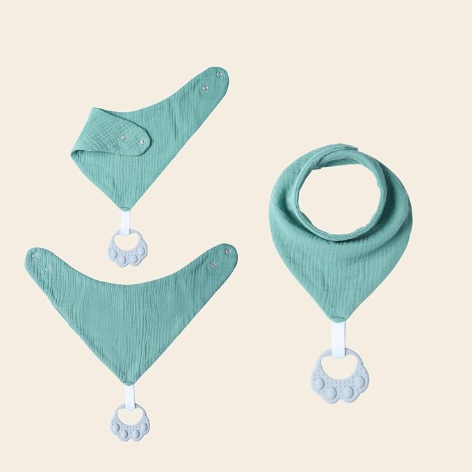 Baby Teething Bibs 6-Pack with Attachable Teether - Image 6