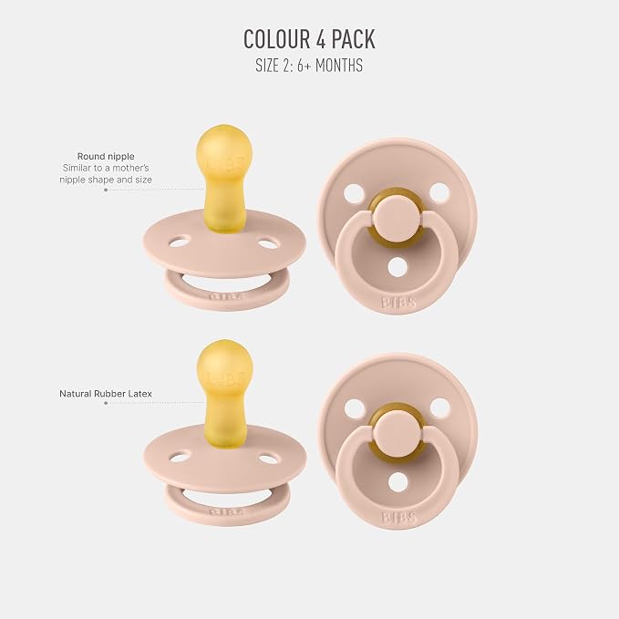 BIBS Pacifiers - Colour 4-Pack | BPA Free Baby Pacifier | Round Nipple Binkies - Image 2