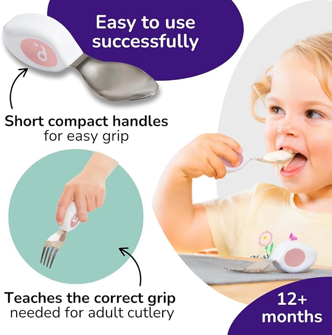 doddl Toddler Utensils, Ergonomic Fork and Spoon Set - Image 4