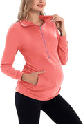 GINKANA Maternity Women's Long Sleeve Shirt Half Zipper Lapel Lightweight by GINKANA