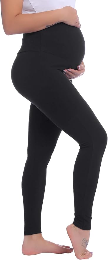 Joyaria Maternity Leggings Over The Belly Cotton Pregnancy Tight Pants Stretchy by Joyaria