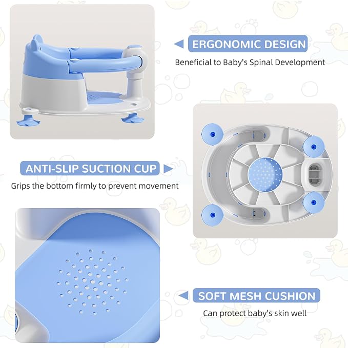 Baby Bath Seat for Babies 6 Months & up, Non-Slip Toddler Bath Seats for Babies - Image 4