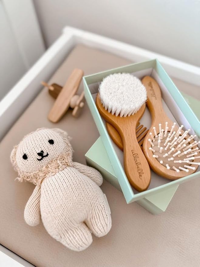 Ullabelle 3 Piece Wooden Baby Hair Brush and Comb Set - Image 8