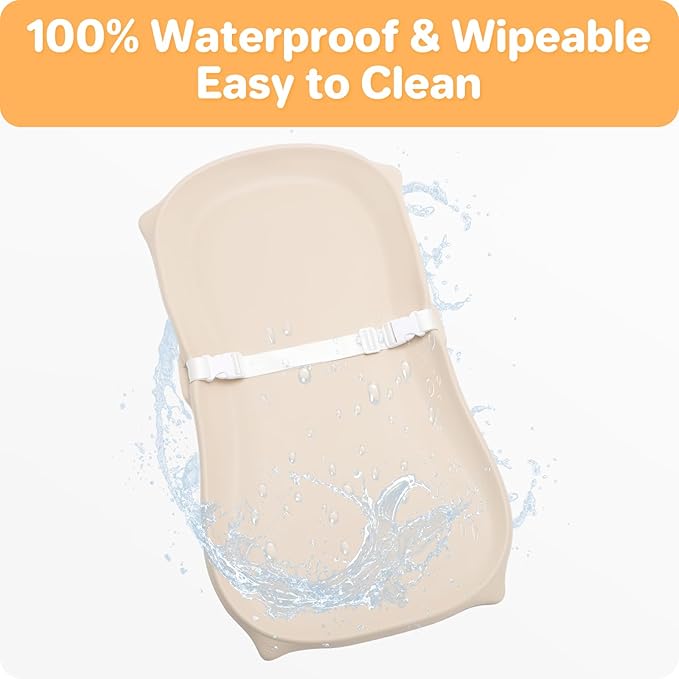 Baby Changing Pad Wipeable & Waterproof, Soft & Non-Slip Adjustable Safety Belt - Image 4